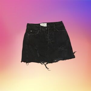 Black Distressed Denim Skirt